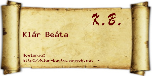 Klár Beáta névjegykártya