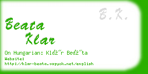 beata klar business card